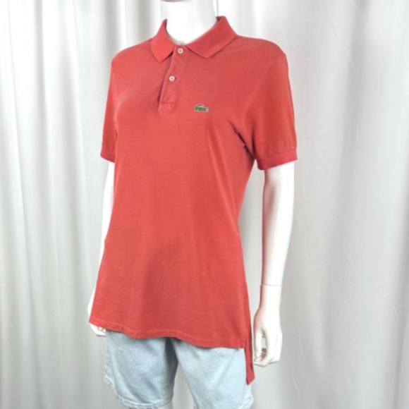 Vintage 1980’s Men’s ‘Izod Lacoste’ 1/2 Patron Tomato Red Polo Tee Shirt • M - Picture 5 of 9